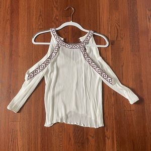 Off the shoulder white long sleeve top